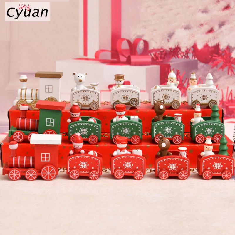 Cyuan милый деревянный мини-поезд красный маленький деревянный поезд Декор Детский подарок игрушки для рождественской вечеринки детский сад украшения Navidad Рождество