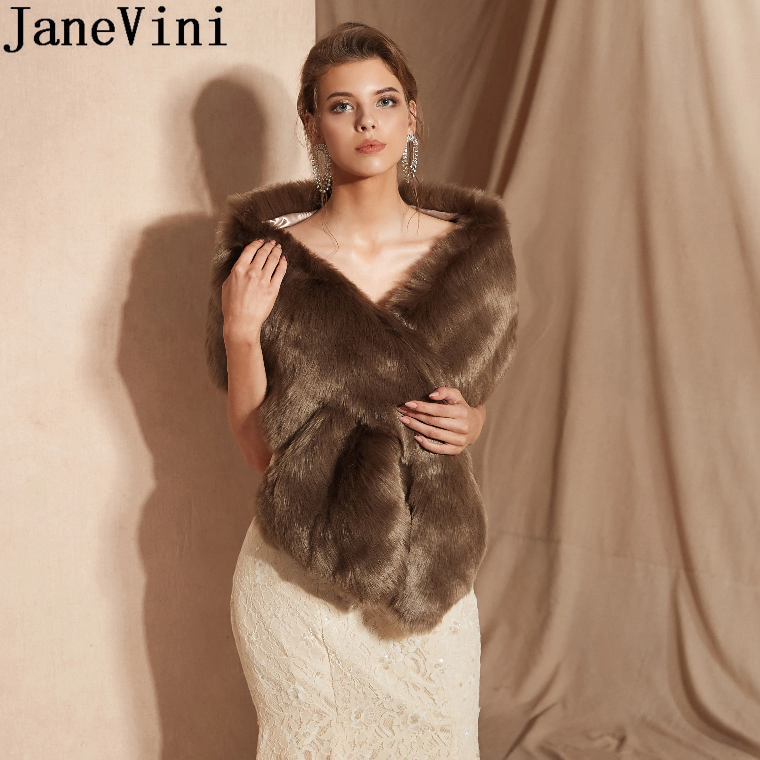 faux fur bridal wrap