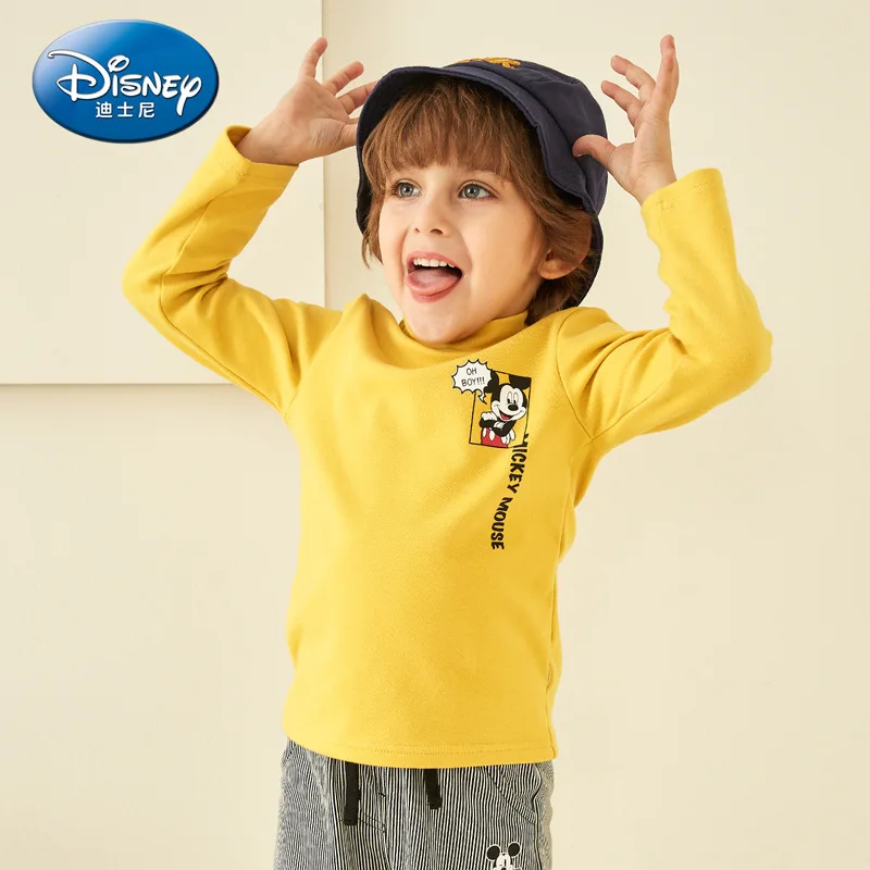 Disney/Коллекция года, модная детская футболка с длинными рукавами и круглым вырезом с Микки Маусом топ с длинными рукавами и горизонтальными полосками для мальчиков