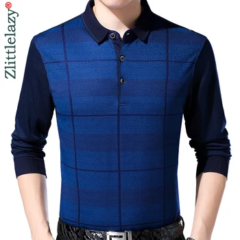 

2019 brand new casual plaid fitness winter thick warm polo shirt men poloshirt jersey mens polos tee shirts dress fashions 02123