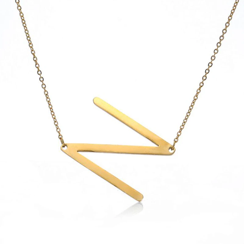 A-Z large Letters Necklace Gold Stainless Steel Simple Name Pendant Monogram for Women Vintage Jewerly Accessories | Украшения и