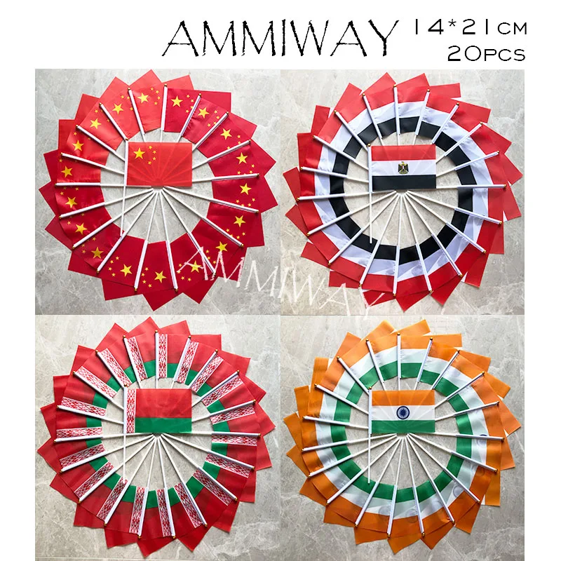 Флаг AMMIWAY 14x2 1 см 20 шт. Китай Египет Беларусь Индия полиэфир небольшой размер