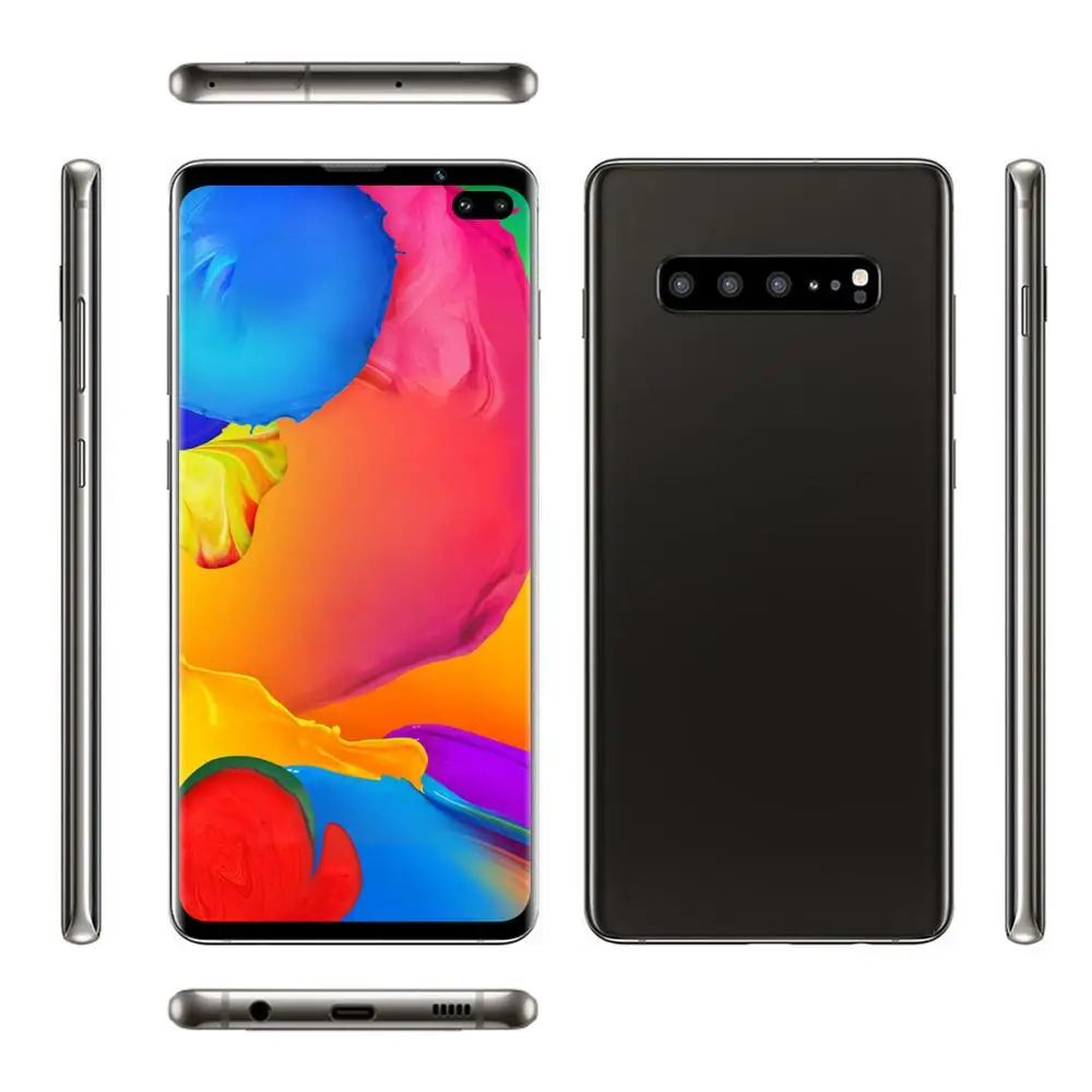 KIMTIEN S10+ смартфон полноэкранный 6 ГБ+ 128 Гб 8 ядерный Android 9,1 Finger Face ID двойная камера 4G смарт мобильный телефон трубка - Цвет: BKACK