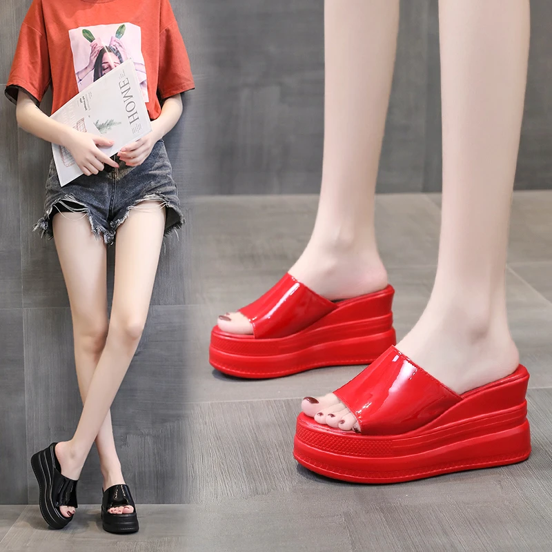 Women Slippers Female Shoes Rubber Beach Slippers For Women Ladies High Platform Flip Flops Red Slides New Summer Shoes Woman - 6