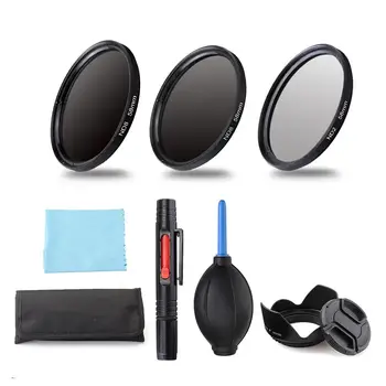 

High Quality Camera Lens Filters ND2 ND4 ND8 49/52/55/58/62/67/72/77mm Lens Filter Storage Bag Len Hood Cap Blower Brush Kit Set