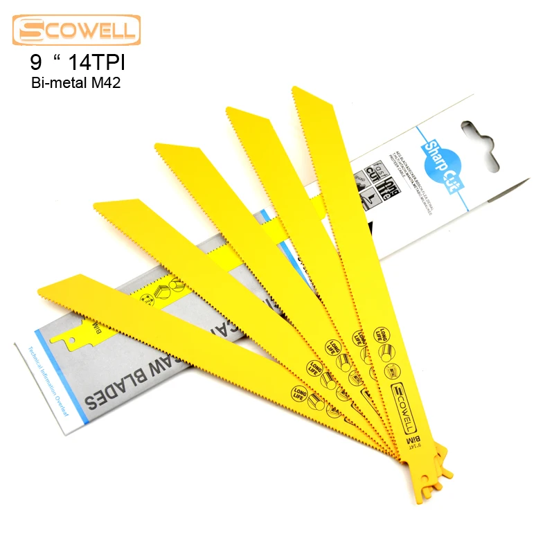 

HSS Bi-metal M42 Cobalt 8% Demolition Reciprocating Sabre Saw Blades 9" in 14TPI DIY Tools Jigsaw For Cutting Metal Nails