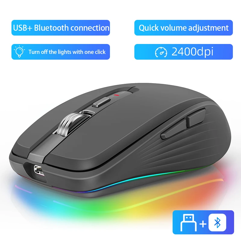 Bluetooth 5.0 Wireless Mouse Rechargeable Silent Multi Arc Touch Mice Ultra-thin Magic Mouse For Laptop Ipad Mac PC Macbook 