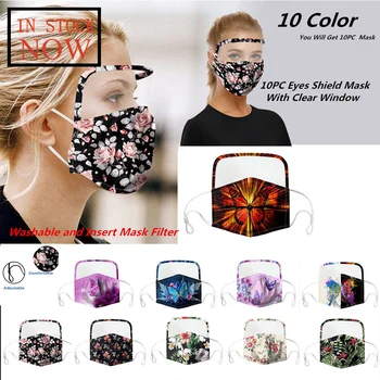 

5pc Protective Face Mask Washable Eyes Shield Mask With Clear Window Face Mask Fashion Mondkapjes Wasbaar Masque De Protection