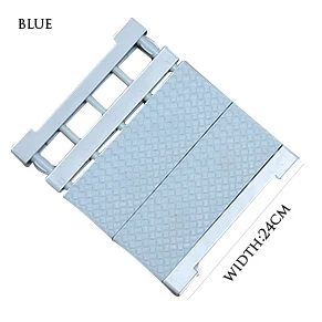 Blue Adjustable Closet Organizer Storage Shelf Wall Mounted Kitchen Rack Space Saving Wardrobe Decorative Shelves Cabinet Holders - Цвет: Blue