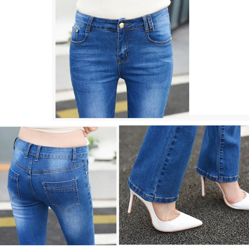 Тонкий Femme Boot Cut женские Стрейчевые джинсы-скини джеггинсы джинсы для Для женщин пуш-ап сексуальный ковбойские штаны расклешенные джинсовые брюки Винтаж