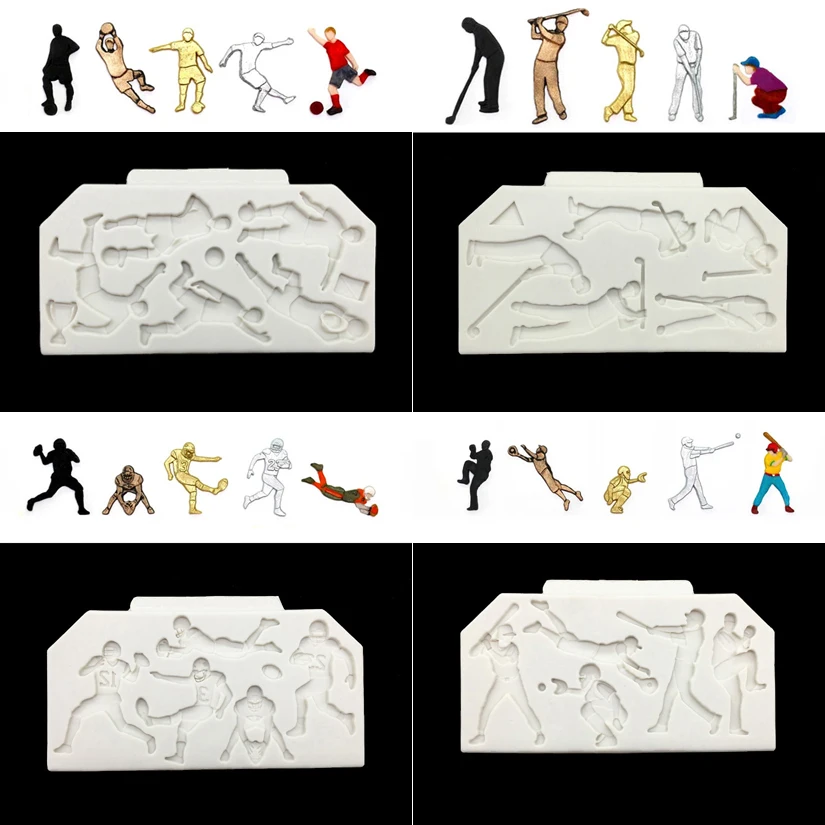 Футбол Гольф Бейсбол Регби форма силикона Sugarcraft плесень инструменты для