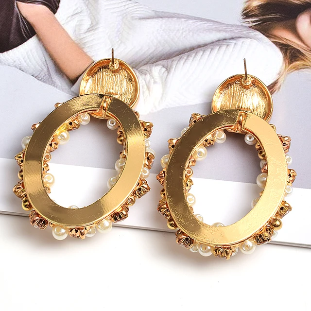 High-grade Pearl Crystals Handmade Dangle Drop Earrings 2