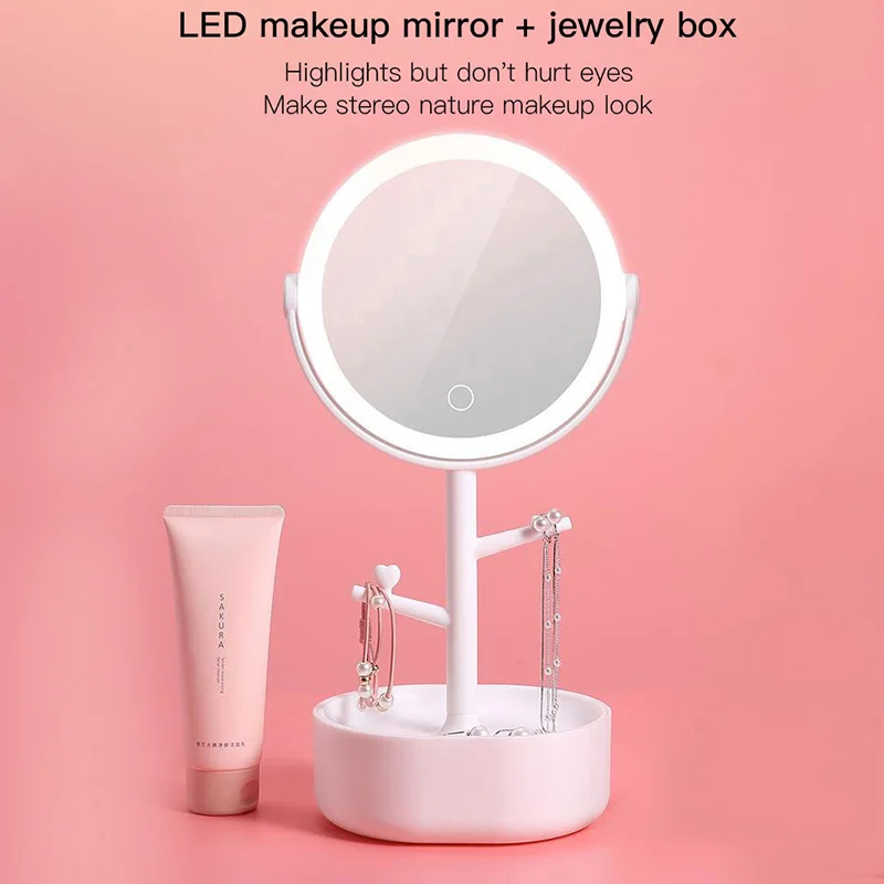 Светодиодный косметический зеркальный Многофункциональный ювелирный ящик туалетное зеркало высокого качества, большой размер, заполняющий светильник, зеркало для макияжа, подарок для влюбленных