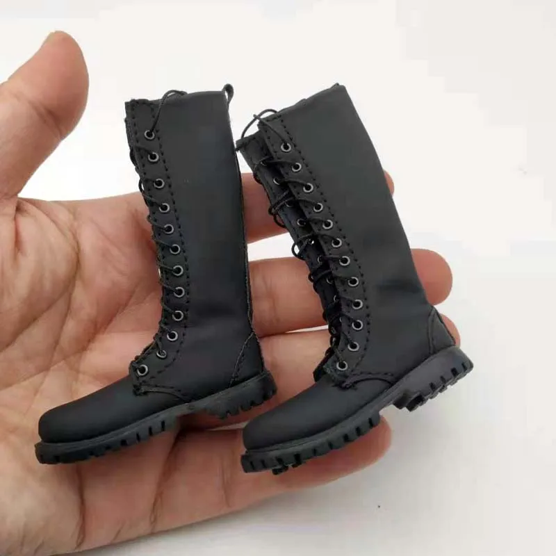 12inch Male Action Figure Shoes Vintage Black High Top Boots 1/6 Scale Accss 
