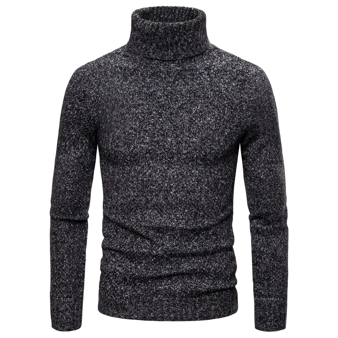 Водолазка мужская уличная Pull Homme классический двойной воротник сплошной цвет теплый вязаный пуловер узкий Джемпер Джерси Hombre