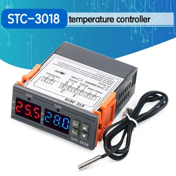 

STC-3018 12V 24V 220V Digital Temperature Controller C/F Thermostat Relay 10A Heating/Cooling Thermoregulator Dual LED Display