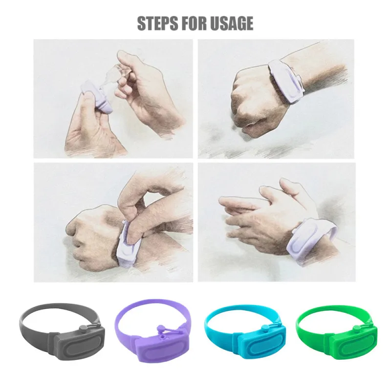 

Hand Sanitizer Disinfectant Sub-packing Silicone Bracelet Wristband Hand Dispenser Wearable Hand Sanitizer Dispenser Pumps