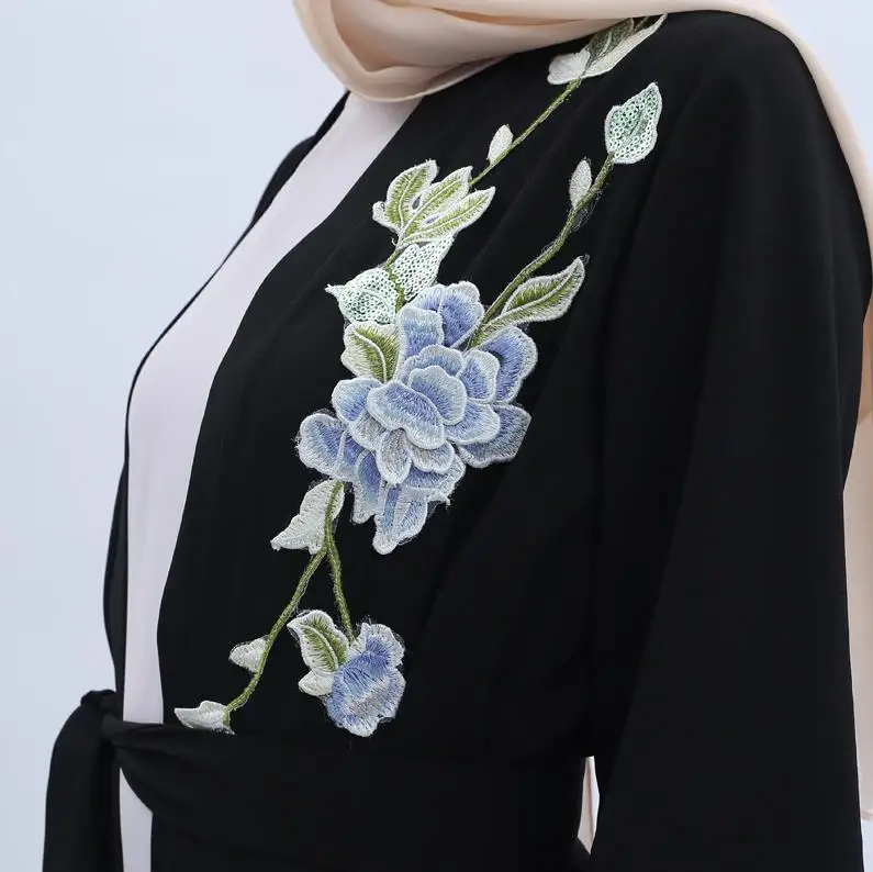 Black cardigan Открытое кимоно абайя Дубай, Турция мусульманское платье хиджаб Турецкая мусульманская одежда абайя s женский Восточный халат Caftan одеяние мусульмане Djelaba - Цвет: Black cardigan