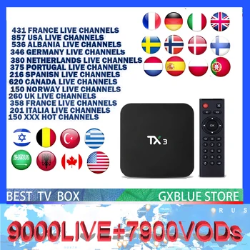 

Tanix TX3 Android 9.0 GXBLUE IPTV BOX 1year 9000 Channels 8000 VOD France Portugal Arabic Spain Dutch 1Year IPTV Subscription