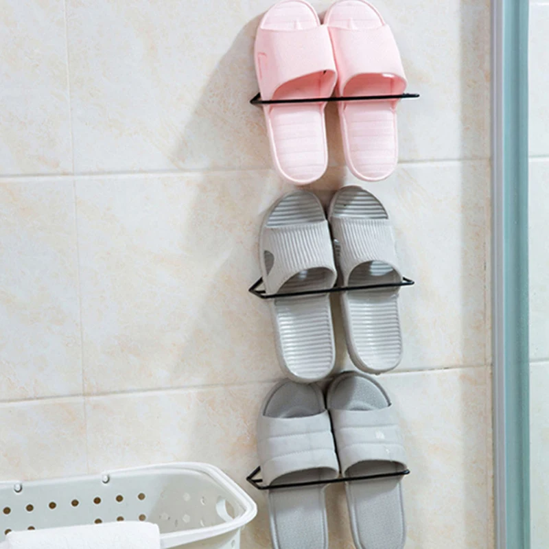 Wall Mounted Shoe Storage Holder Stainless Steel Shoes Rack Organizer ...