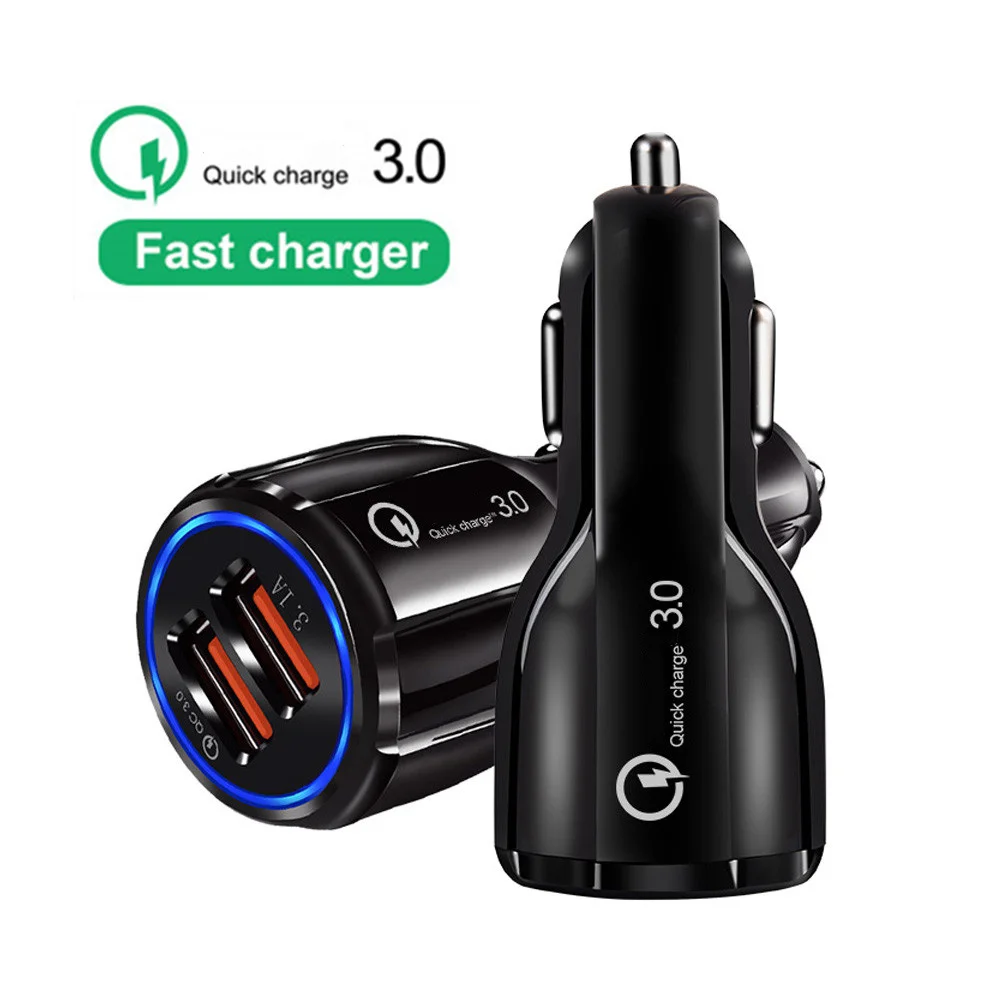 

Car USB Charger Quick Charge 3.0 2.0 2 Port USB Fast Car Charger for iPhone XS Samsung Tablet Mobile Phone Chargers Car-Charger