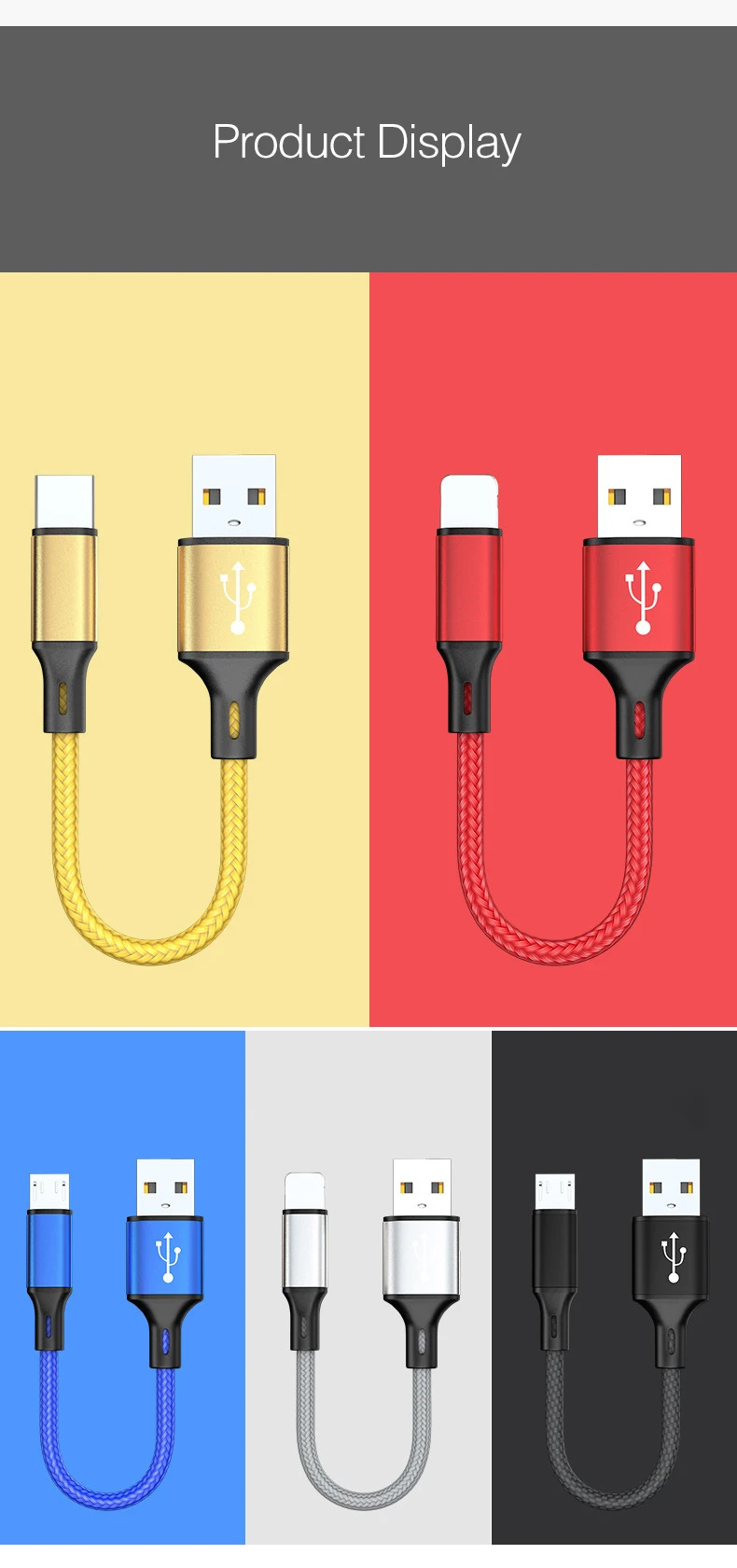 25 см Micro USB кабель для зарядки данных для iPhone 6 7 8 11 samsung S9 huawei P30 Xiaomi type C кабель мини короткий, для зарядного устройства передачи данных Tran Line