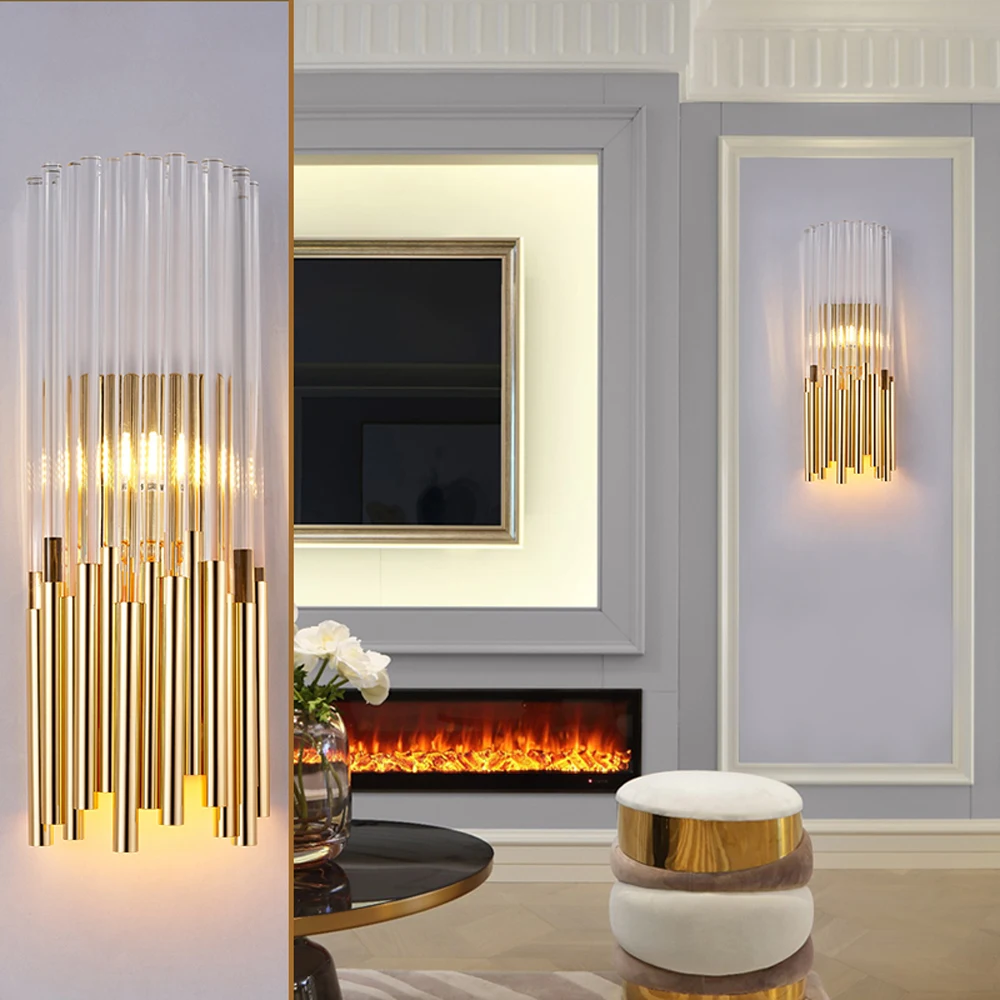 Современные Стеклянные Настенные светильники Золотой wandlamp Dia18* H45cm светодиодный настенный светильник для дома