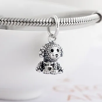 

Authentic S925 Dangle Charm Poodle Dog Pendant Bead fit Lady Bracelet Bangle Girl Birthday Gift DIY Jewelry
