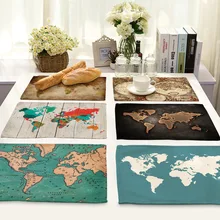 Карта мира шаблон подстилки для кухонного стола прямоугольные льняные коврики для обеденного стола коврик для ужина Manteles Индивидуальные