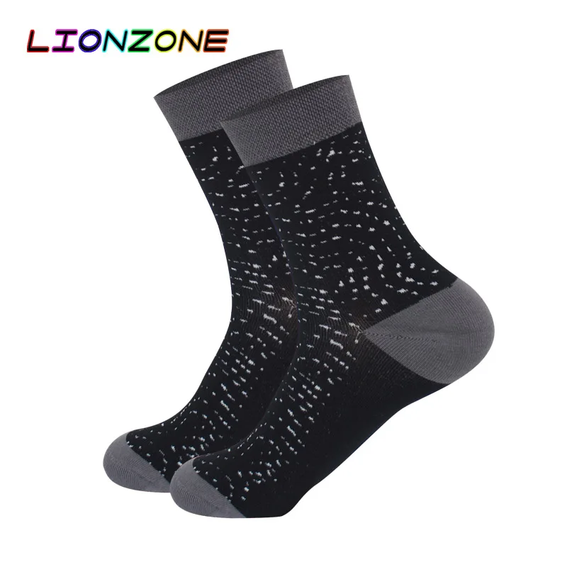 LIONZONE, мужские зимние теплые повседневные носки из бамбука, модные носки в горошек для отдыха, мужские носки, Прямая поставка - Цвет: Black