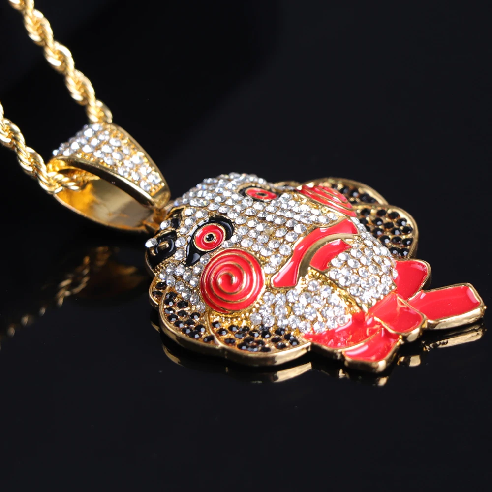 Классический клоун золотого и серебряного цвета кулон ожерелье с теннисом мужская хип хоп кулон ювелирные изделия для мальчика вечерние подарок