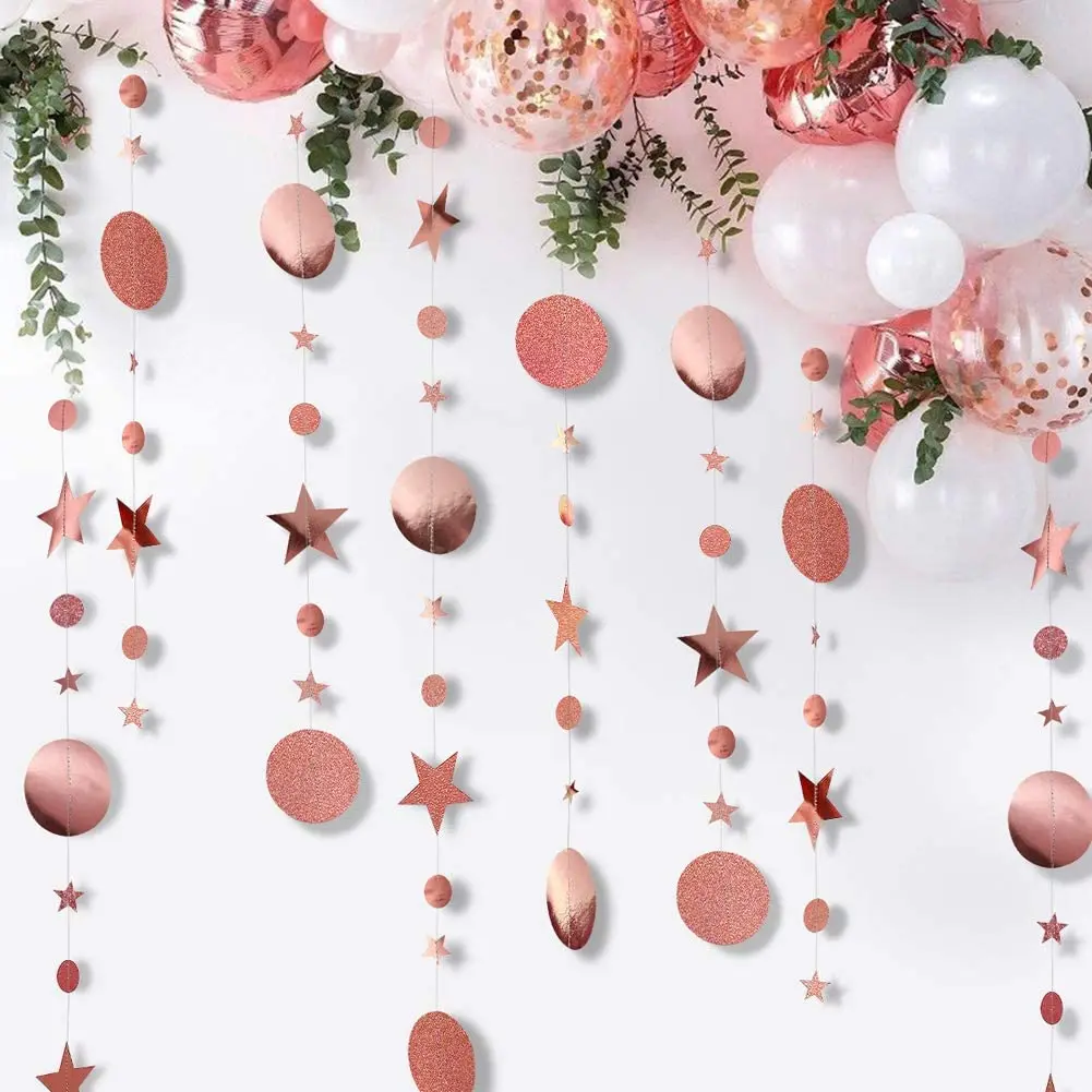 Rose Gold Paper Bunting Triangle Flags - Wedding & Party Hanging Decoration