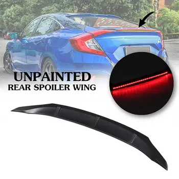 

Unpainted Black Led Brake Light Rear Spoiler Wing For 2016-2018 Honda-Civic 4DR Sedan ABS 108x11cm Auto Replacement Parts