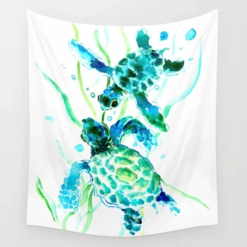 

Sea Turtles Turquoise Blue Design Tapestry Wall Hanging Wall Decor Bedspread Coverlet Curtain Bedding Blanket Sheet Table Cloth
