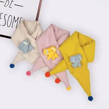 Зимний милый детский шарф для мальчиков и девочек, детские шарфы, детский плотный шарф с помпоном, шейный платок