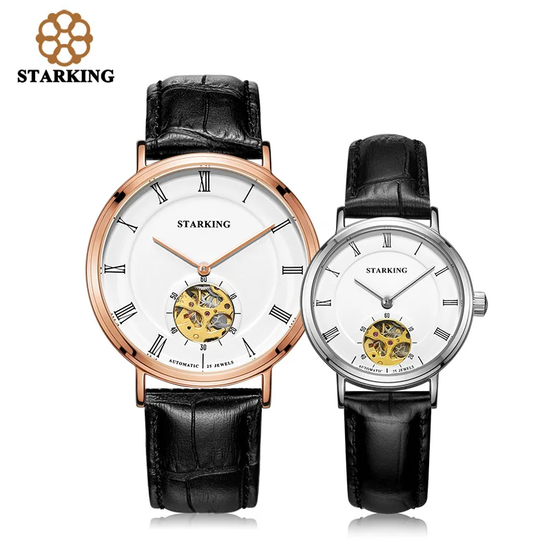 STARKING 2019 Mechanical Watch lovers Watches Men Women Dress Genuine Leather Wristwatches Fashion Casual Watch Clock 1