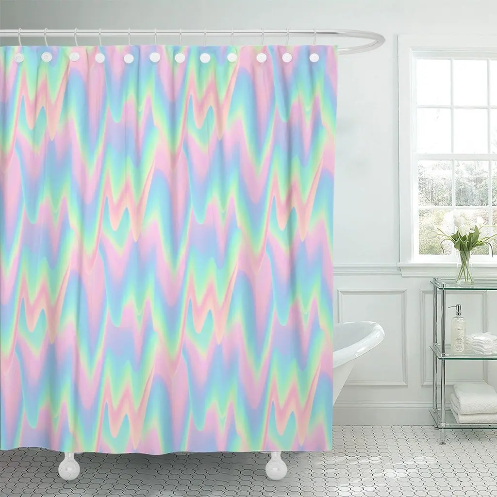 Glitch Pattern Kawaii Funny Abstract Digital Vanilla Smudges Data Shower Curtain Waterproof Polyester Fabric 72 x 78 Inches | Дом и сад