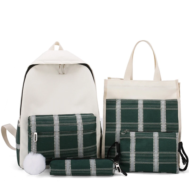 Клетчатые женские рюкзаки модные холщовые школьные ранцы для девочек подростков