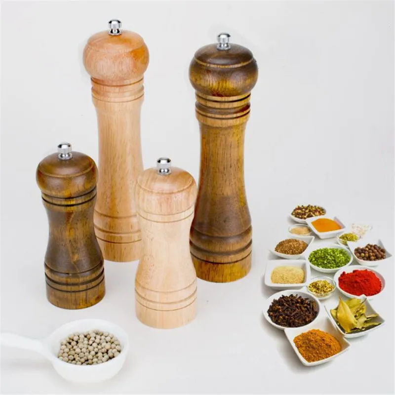 Pepper Grinder Manual Multifunction Ceramic Core Solid Wood Spice Mill Kitchen Spice Bottle Tool Pepper Mill Grinder Weed Pepper