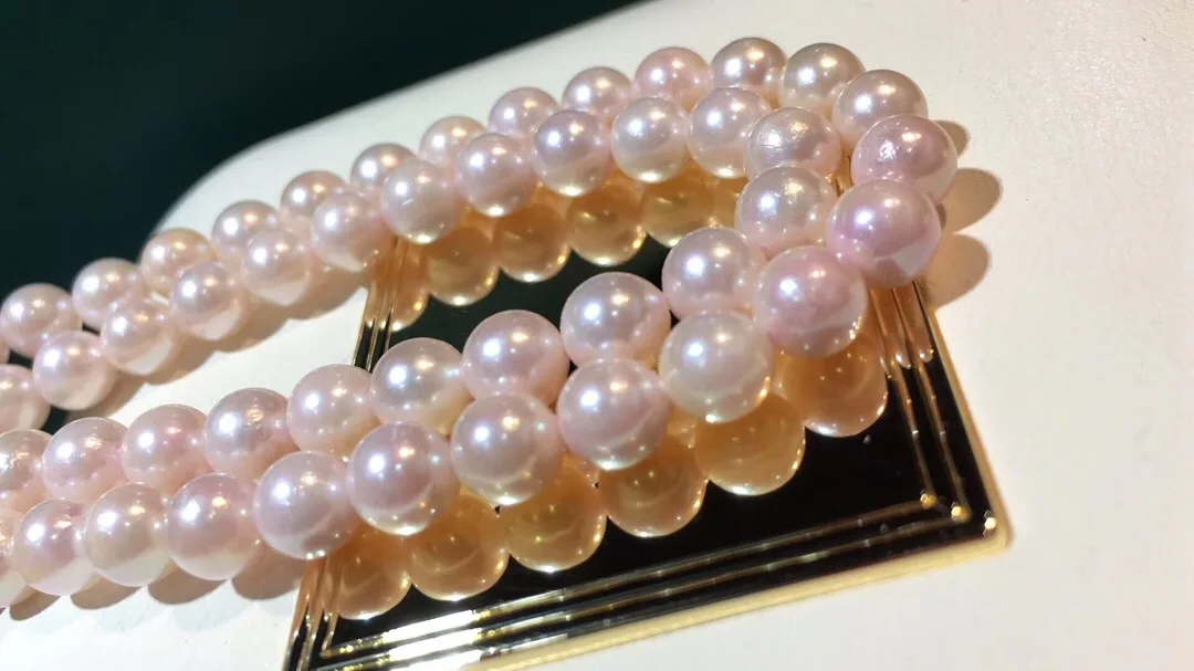 Хорошее ювелирное изделие, натуральный океан, японское происхождение, Akoya, 6-7 мм, Сакура, розовые жемчужины, ожерелья для женщин, прекрасные жемчужные ожерелья