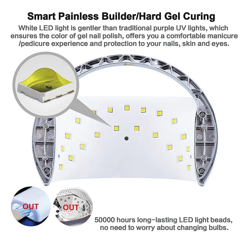 Conduziu a Lâmpada Conduziu a Máquina do Secador do Unha Luz do Sol Luz do Unha Temporizador Inteligente Elétrico Portátil Leve Manicure 48w uv 6 Secadores de unhas