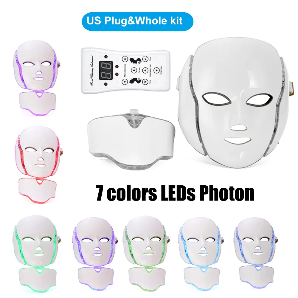 

7Colors LEDs Face Mask Beauty Mask Machine Light Therapy Whitening and Skin Tender Instrument For Tighten Pores Skin Care