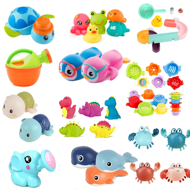 Juguetes de baño de dibujos animados para bebé, Tortuga de animales, juguete clásico de agua para bebé, baño infantil, mecanismo de relojería, juguetes educativos para baño de playa