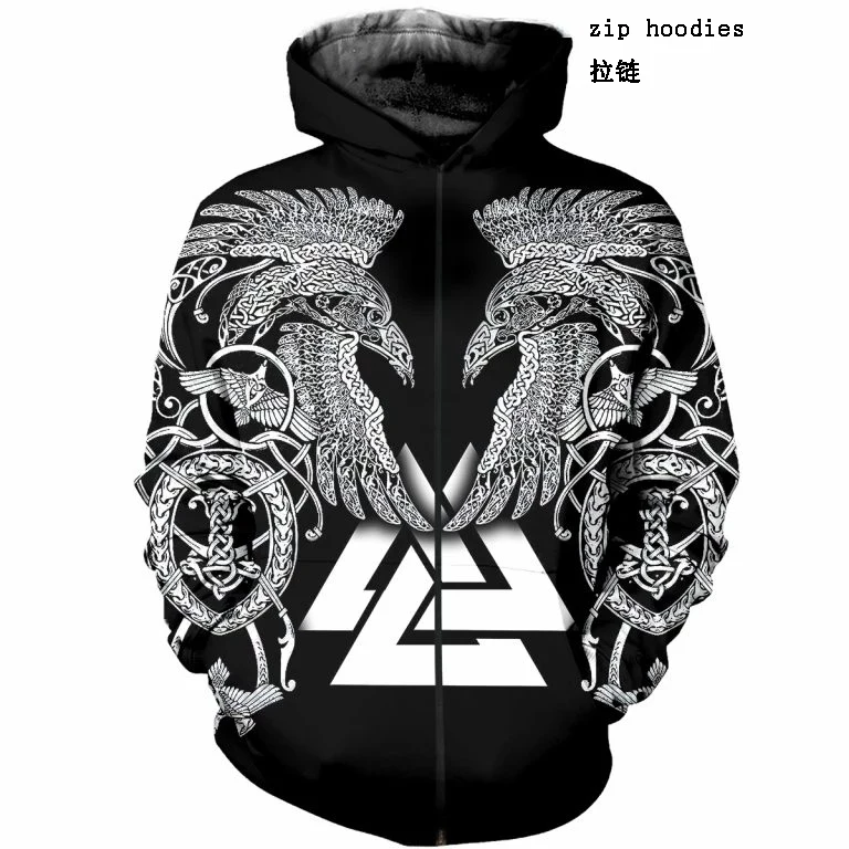 hoodies PLstar Cosmos Viking Tattoo 3D напечатанные футболки с 3D принтом Толстовка/молния Мужская и женская Татуировка Орлиного Креста-6 - Цвет: hoodies