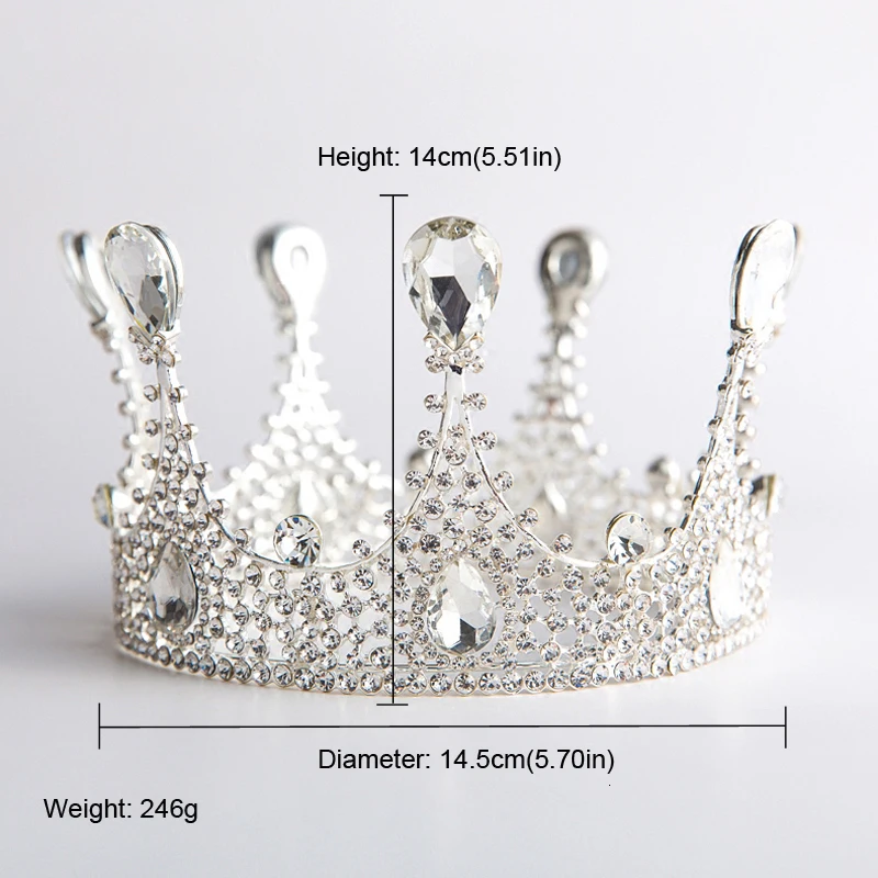 Queenco диадема в стиле барокко, серебряная круглая корона, Свадебные короны, свадебные аксессуары для волос, повязка на голову, диадема, вечерние украшения для волос для девушек