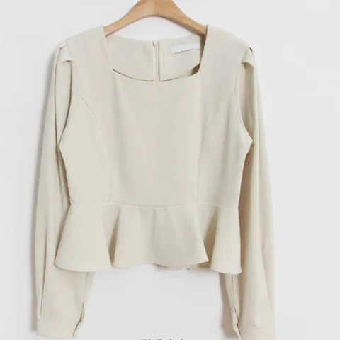 Retro French Oversize Tops Sweet Gentle Square Ruffled Shirts Women Puff Long Sleeve Patchwork Hem Blouse blusas Mujer