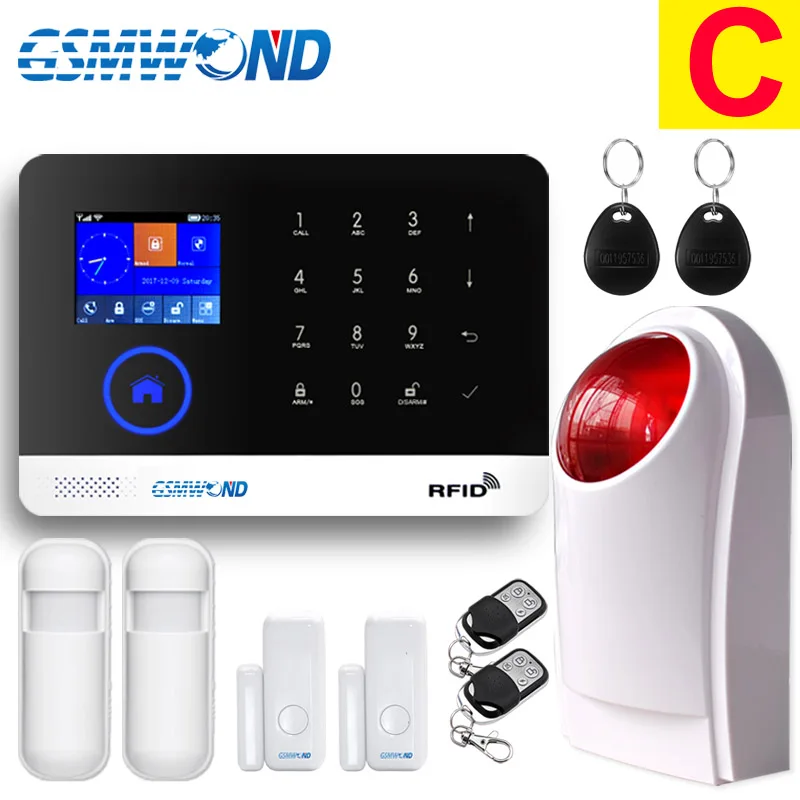 Wi-Fi GSM приложение RFID беспроводной домашней безопасности gsm сигнализация сенсорная клавиатура 433 МГц Дверной Детектор инфракрасный датчик сигнализации PG-103 W2B - Цвет: C