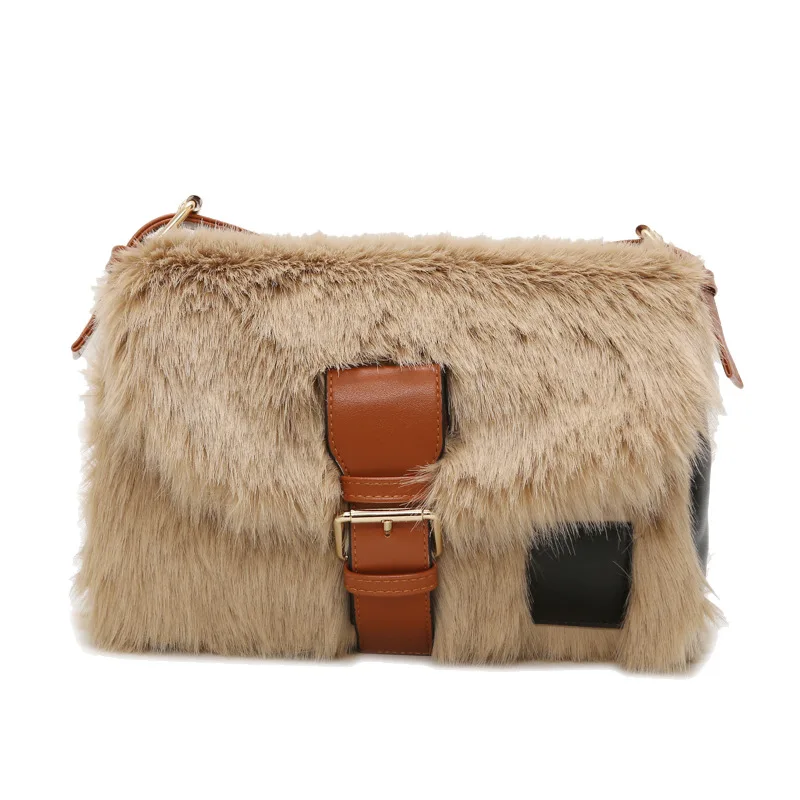 

2019 Winter Fashion New Sweet Girl Square bag High quality Soft Plush Women's Designer Handbag Casual Shoulder Messenger bag 675