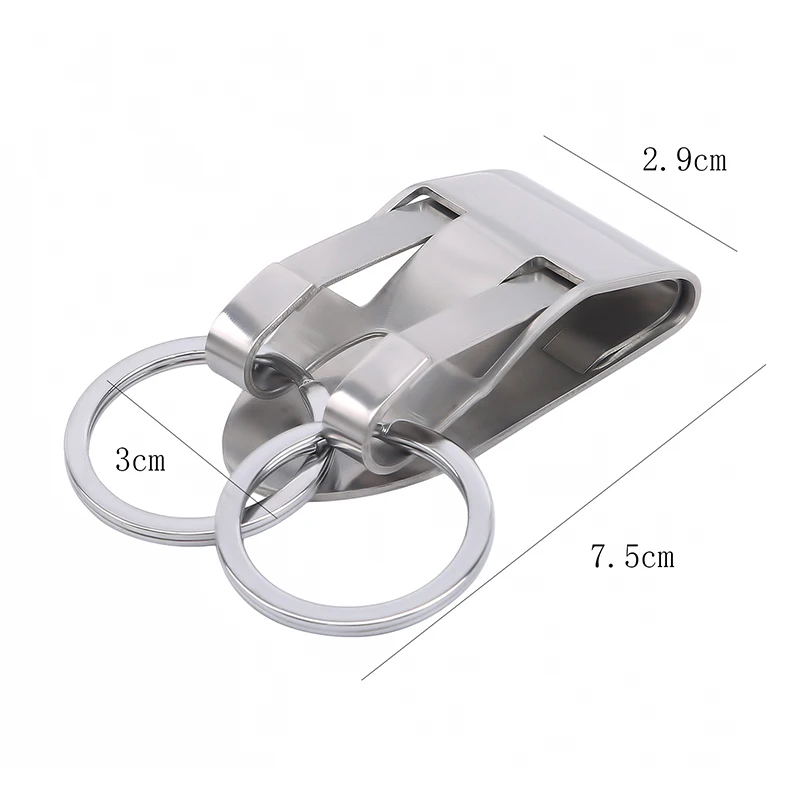 Stainless Steel Keyring Security Clip On Heavy Duty Belt Key Clip Belt  Keychain 2 Detachable Keyrings Belt Key Holder