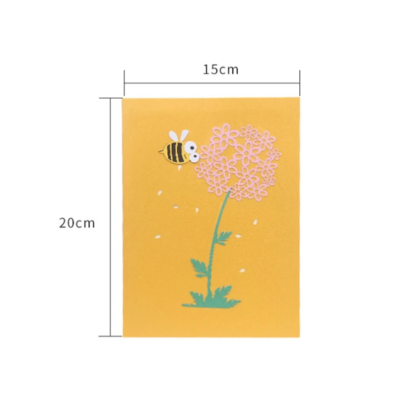  Bee Flower Greeting Cards Handmade Birthday Wedding Invitation 3D Pop Up Card - 4.00027E+12